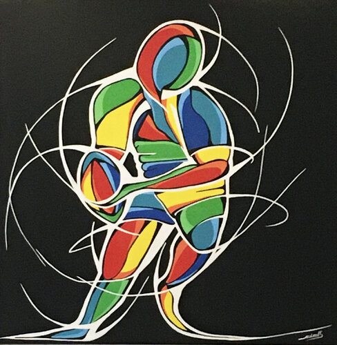 Action rugby de Ghyslaine LEONELLI, Pintura a la venta en Singulart
