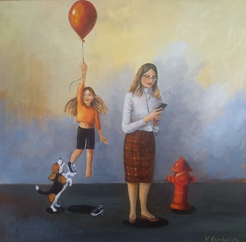 Le ballon rouge de VALERIE CYMBALISTA, Pintura a la venta en Singulart