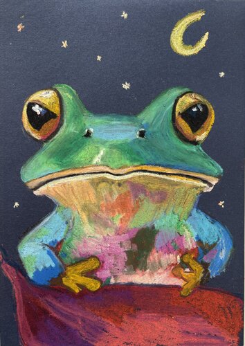 Moonlit frog de Elisabet Alba Rio, Pintura a la venta en Singulart
