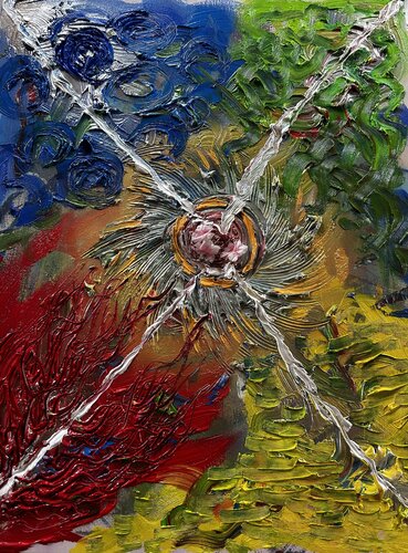 Lionheart Phase 1 : THE ENCOUNTER OF THE 4 ELEMENTS TO A PERFECT HARMONY by Marc Noël, Painting for Sale on Singulart