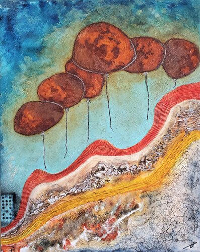 Les ballons et la rouille par Philippe Urbin, Peinture en vente sur Singulart