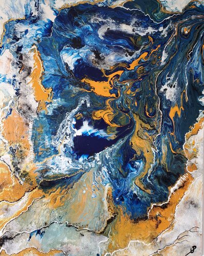 Symphonie en bleu et orange par Philippe Urbin, Peinture en vente sur Singulart