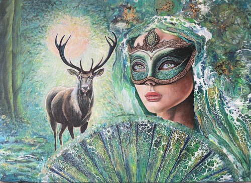 RENCONTRE (Œuvre Fluorescente sous lumière noire) von Christine NAVARRO, Malerei kaufen auf Singulart