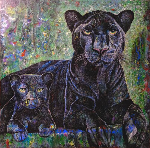 Indomptables (Œuvre Fluorescente sous lumière noire) von Christine NAVARRO, Malerei kaufen auf Singulart