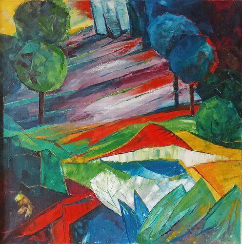 Sonnenlandschaften II van Olga Schrufer-Kozlova, Schilderij te koop op Singulart