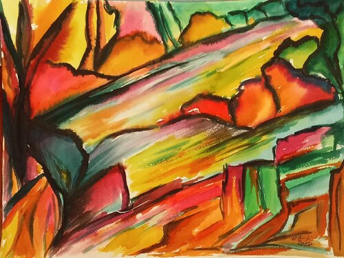 À flanc de colline von Olga Schrufer-Kozlova, Malerei kaufen auf Singulart
