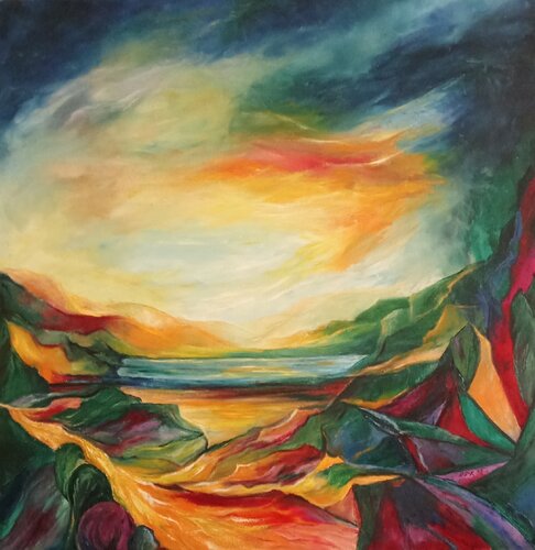 Le Lac au coucher de Soleil von Olga Schrufer-Kozlova, Malerei kaufen auf Singulart