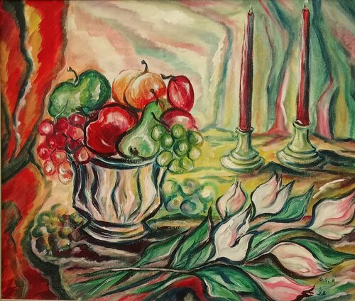 Nature morte aux tulipes di Olga Schrufer-Kozlova, Pittura in vendita su Singulart