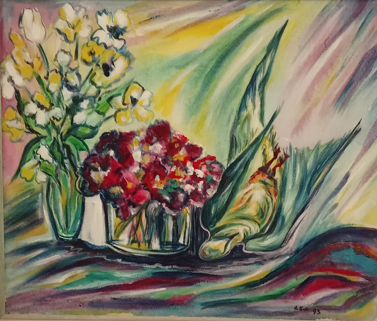 Nature morte avec pigeon Olga Schrufer-Kozlova Originalgemälde zu verkaufen