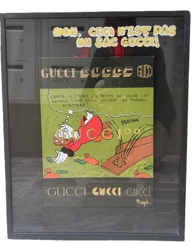 Picsou: "non ce n'est pas un sac Gucci ! "    piece unique by RAPH, 회화 for Sale on Singulart