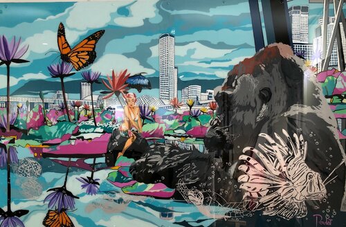 KING KONG " Baignade à SYNGAPUR " van François Poulat, Schilderij te koop op Singulart