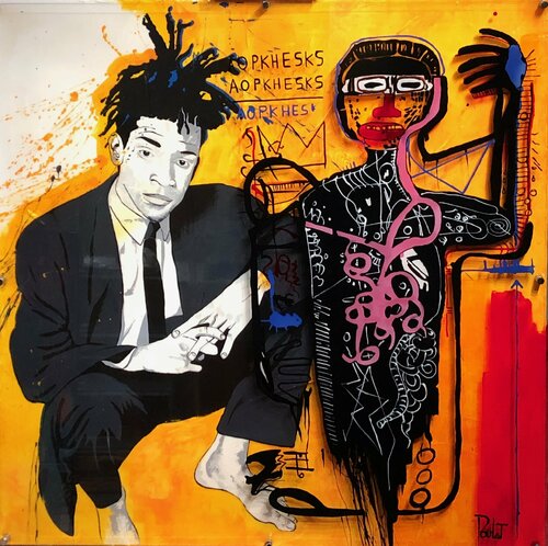 HOMMAGE A BASQUIAT  Travail sur toile et Plexiglas François Poulat