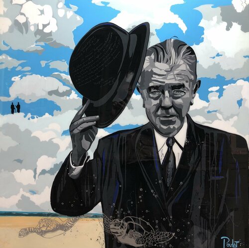 HOMMAGE A MAGRITTE " Cher Monsieur Dupierreux " di François Poulat, Pittura in vendita su Singulart