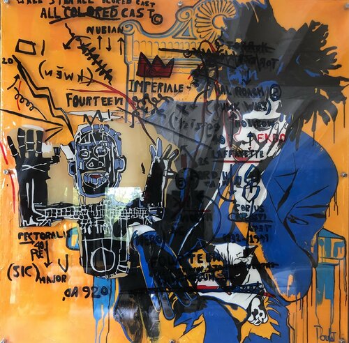 HOMMAGE A BASQUIAT.  Travail sur Toile et Plexiglas van François Poulat, Schilderij te koop op Singulart