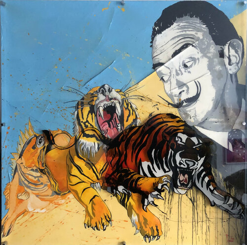HOMMAGE À DALI " BIG FISH " Travail sur Toile et Plexiglas by François Poulat, Painting for Sale on Singulart