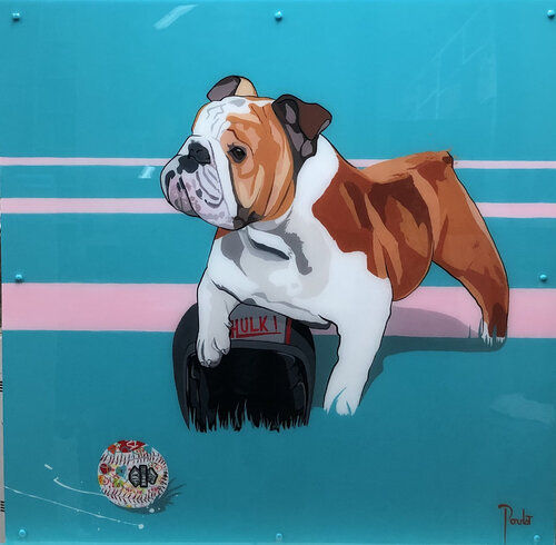 SERIE BULLGOGS ANGLAIS." HULK MON AMOUR !" par François Poulat, Peinture en vente sur Singulart