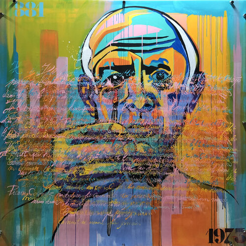 HOMMAGE À PICASSO d'après une chanson de Jean Ferrat " PICASSO COLOMBE AU LAURIER " by François Poulat, Painting for Sale on Singulart