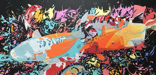 CARPES KOI IV par François Poulat, Peinture en vente sur Singulart