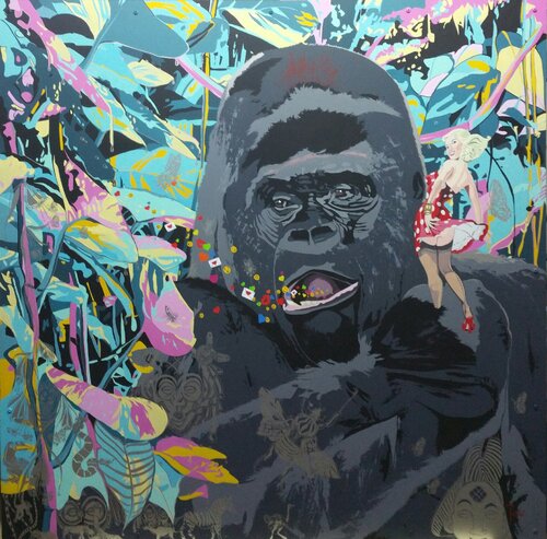 KING KONG " LES JOURS HEUREUX " par François Poulat, Peinture en vente sur Singulart