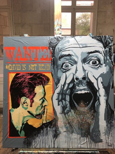 HOMMAGE A BOWIE "SERIE WANTED" David is not dead ! von François Poulat, Malerei kaufen auf Singulart