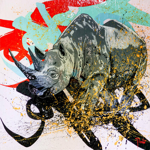 RHINOCEROS "SERIE LONGUE VIE" di François Poulat, Pittura in vendita su Singulart
