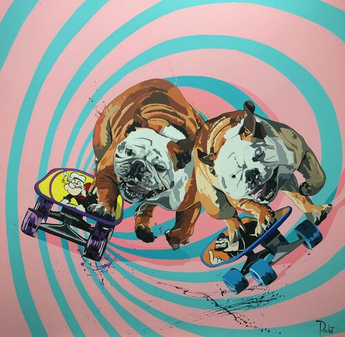 SERIE BULLGOGS ANGLAIS " SQUATDOGS II La revanche " von François Poulat, Malerei kaufen auf Singulart