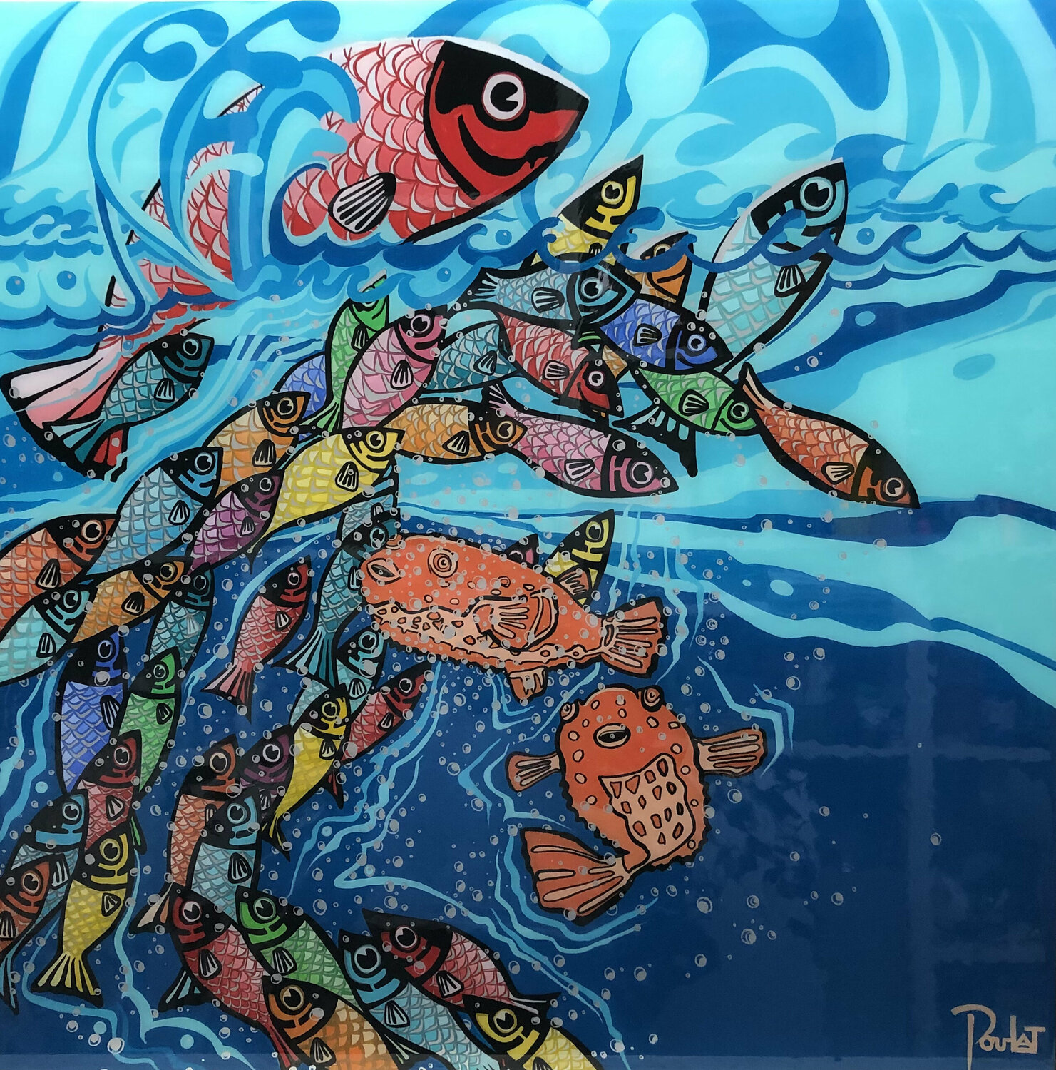 SUR LES BANS DE L'OCEAN François Poulat Dipinto originale in vendita