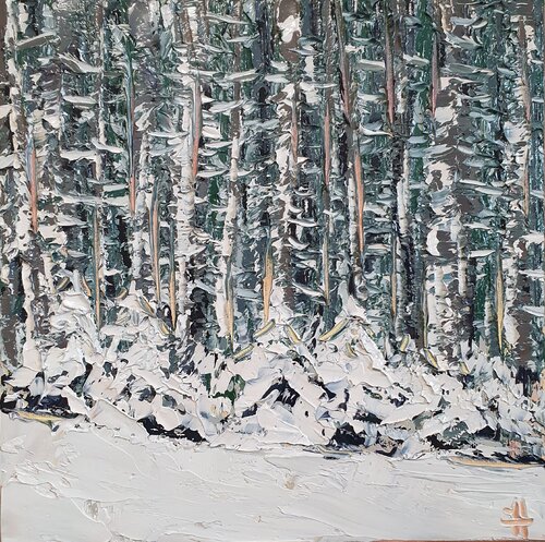 Winterscape forest 1/2025 van Emma Heffe, Schilderij te koop op Singulart