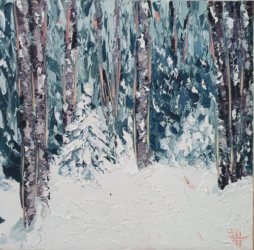 Winterscape forest 2/2025 van Emma Heffe, Schilderij te koop op Singulart
