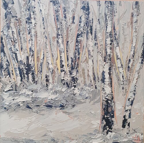 Winterscape forest 3/2025 van Emma Heffe, Schilderij te koop op Singulart