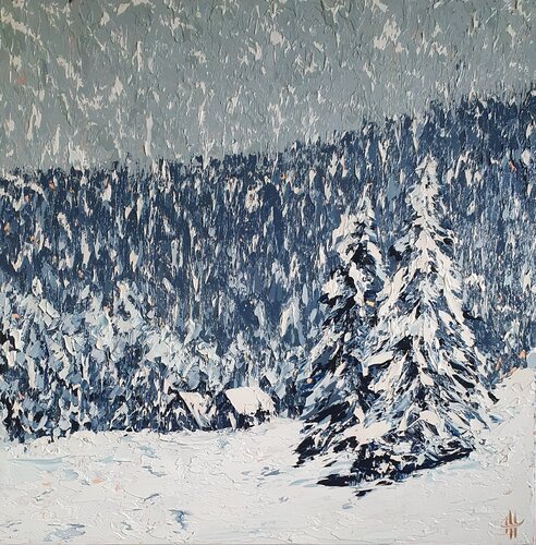 Winterscape forest 4/2025 van Emma Heffe, Schilderij te koop op Singulart
