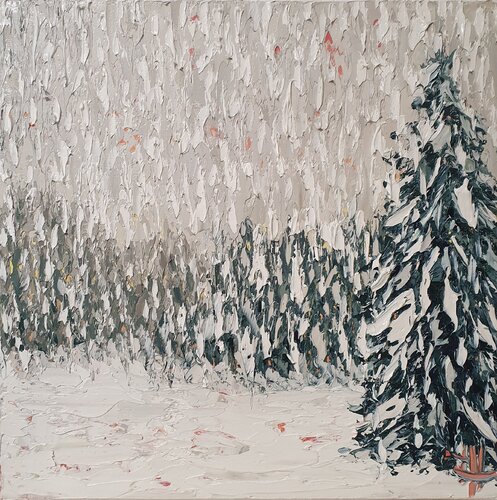Winterscape forest 4/2025 van Emma Heffe, Schilderij te koop op Singulart