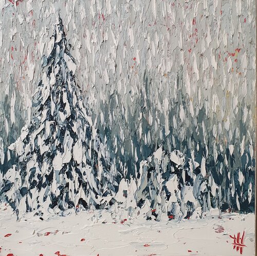 Winterscape forest 5/2025 van Emma Heffe, Schilderij te koop op Singulart