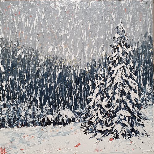 snow, shelter and pine von Emma Heffe, Malerei kaufen auf Singulart