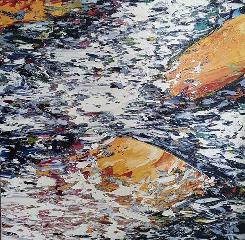 Warm stream over amber stones van Emma Heffe, Schilderij te koop op Singulart