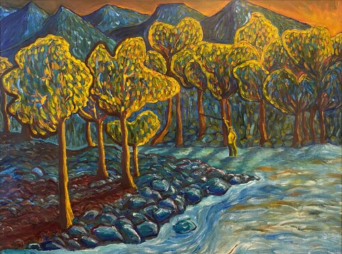 Fly Fishing - End of Day von Ronald Hicks, Malerei kaufen auf Singulart