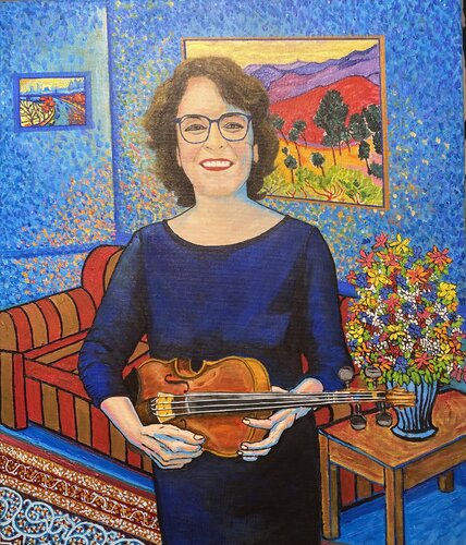 Lady with a Violin van Ronald Hicks, Schilderij te koop op Singulart