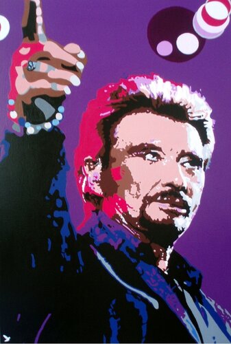 JOHNNY HALLYDAY   "  Ma Gueule  " de Adolphe BARBONI, Pintura a la venta en Singulart