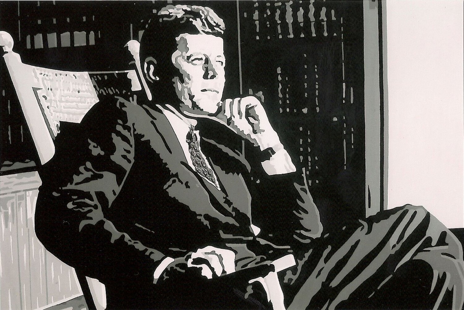 JOHN FITZGERALD KENNEDY   "  J F K  " Adolphe BARBONI Originalgemälde zu verkaufen