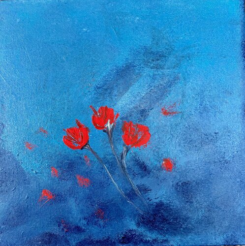 Coquelicots au vent par Karen Amsallem, Peinture en vente sur Singulart
