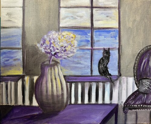 Fenêtre sur le large von Karen Amsallem, Malerei kaufen auf Singulart