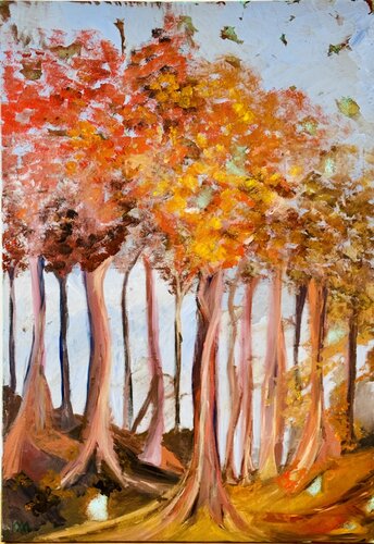 Forêt en feu (sans flammes) by Karen Amsallem, Painting for Sale on Singulart