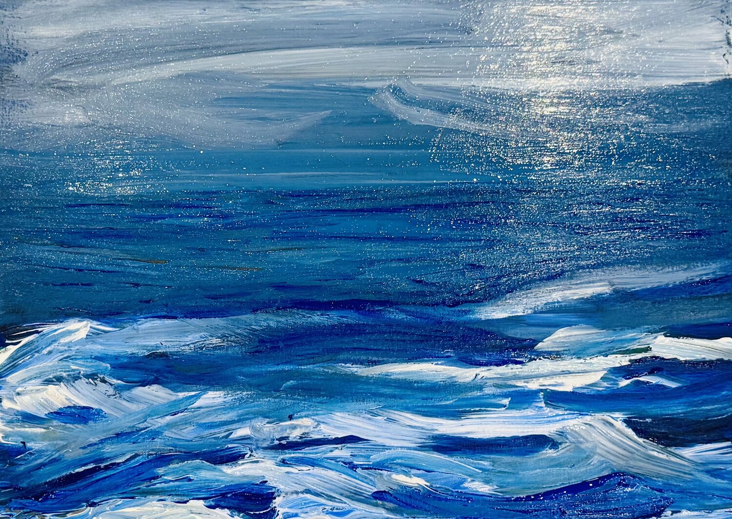 Quand le ciel rencontre la mer Karen Amsallem Dipinto originale in vendita