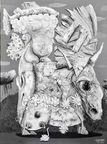 Original Painting acrylic on Canvas Surreal Cuban Art By Alain Donate contemporary art di ALAIN Donate Hernandez, Pittura in vendita su Singulart