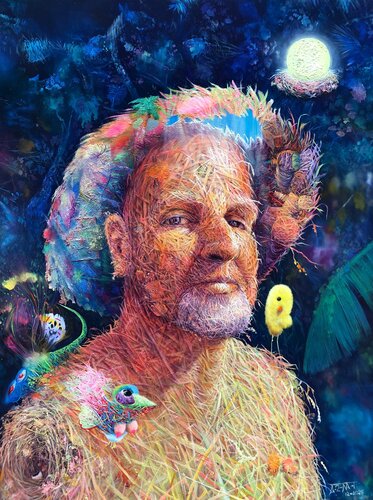 Self-portrait with nest by ALAIN Donate Hernandez, Painting for Sale on Singulart
