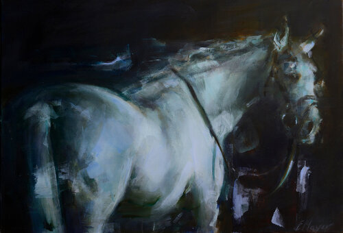 White horse di Eliza Mayer, Pittura in vendita su Singulart