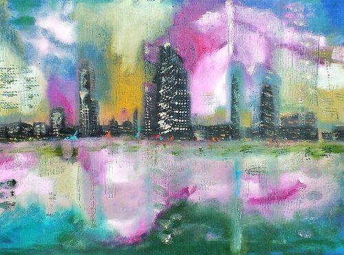 Twilight Metropolis par Eniko Toth, Peinture en vente sur Singulart