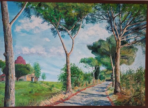 The red tower di Pier Forlano, Pittura in vendita su Singulart