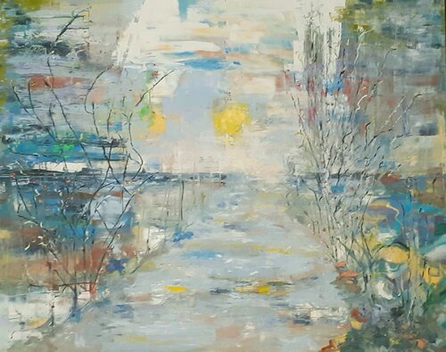 Soleil levant sur la rivière de Sylvie Schambill, Pintura a la venta en Singulart