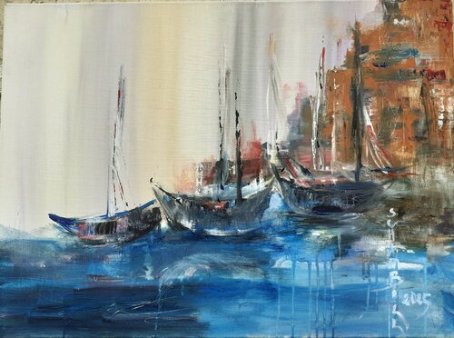 Les bateaux von Sylvie Schambill, Malerei kaufen auf Singulart